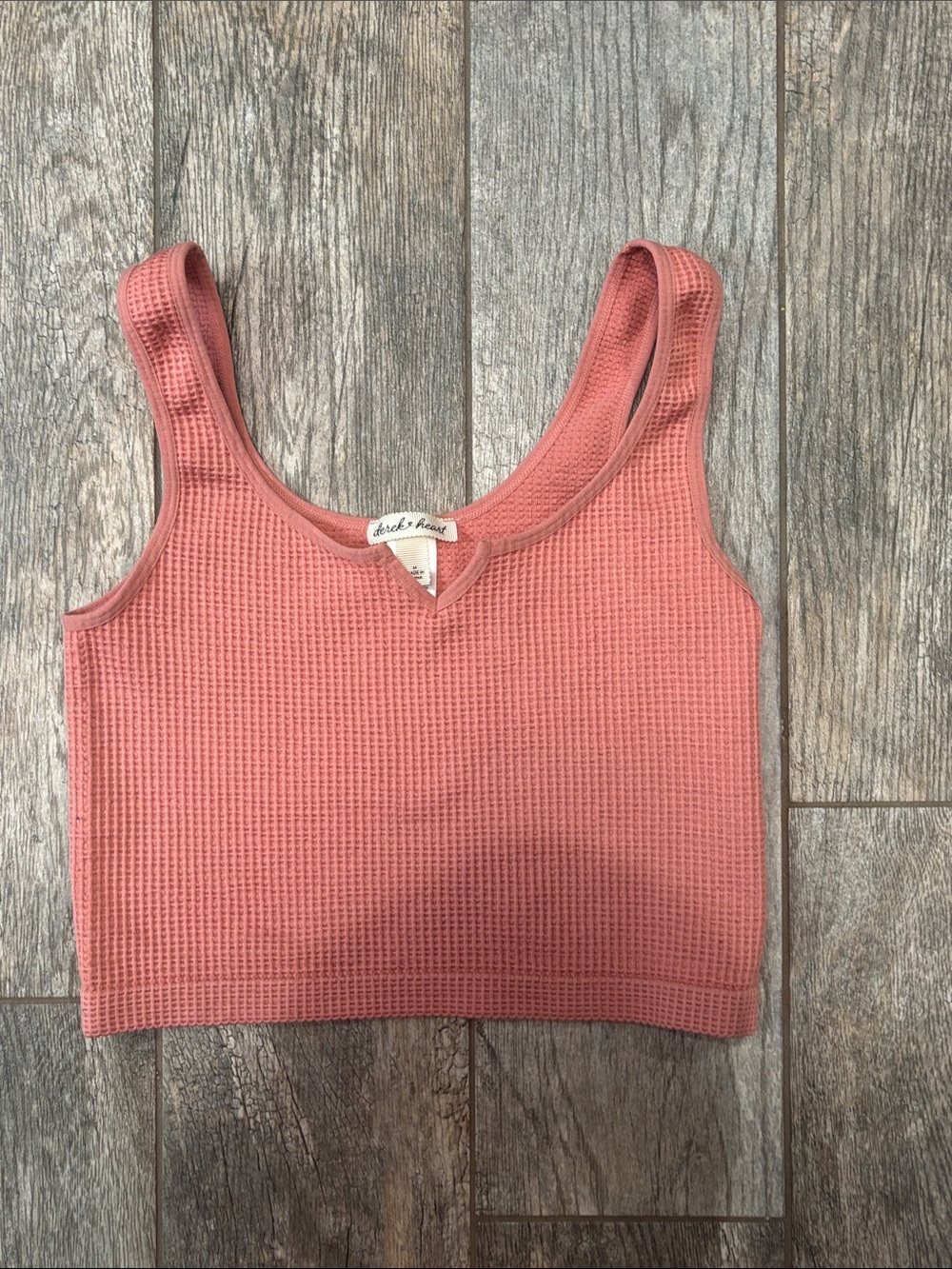 Waffle Knit Cropped Tank in Dusty Rose